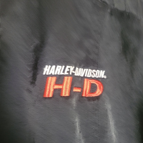 Harley Davidson Motorcycle Black/Orange Waxed Denim Zip Jacket Plus Size 1W - Picture 2 of 14